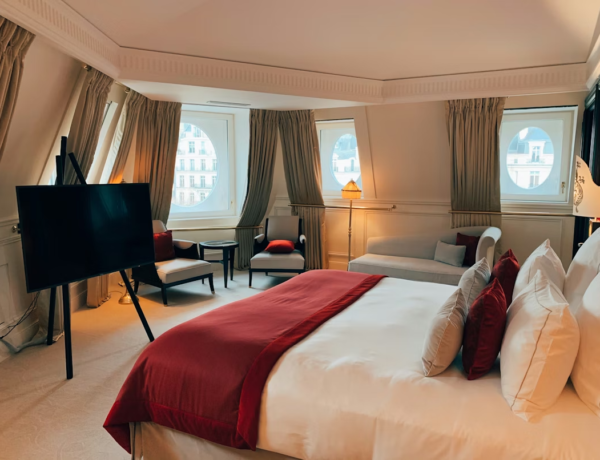 View of an empty luxury hotel room